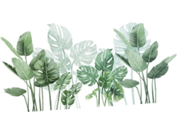 Vinilo Decorativo De Pared Con Fondo De Hojas Verdes Tropicales En Pvc.
