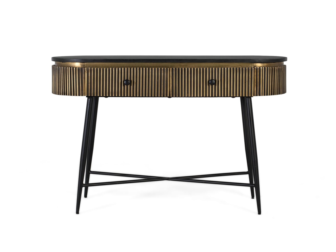 Consola Con Tapa De Madera Forrada En Láminas De Bronce