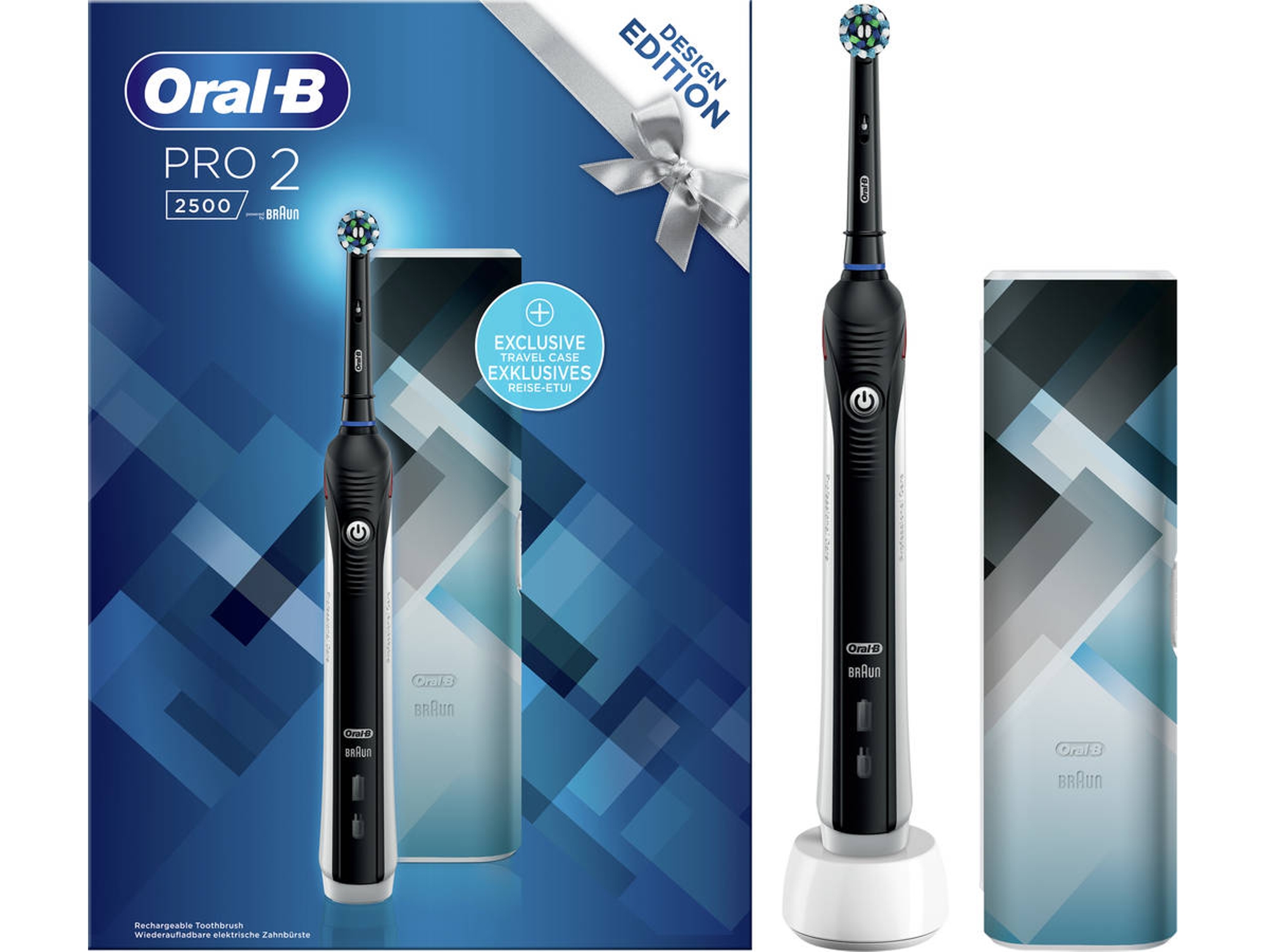 Cepillo Dental Braun pro 2500 negro design edition oralb 2 crossaction sensor temporizador dientes recargable funda viaje color ideal como regalo pro2500