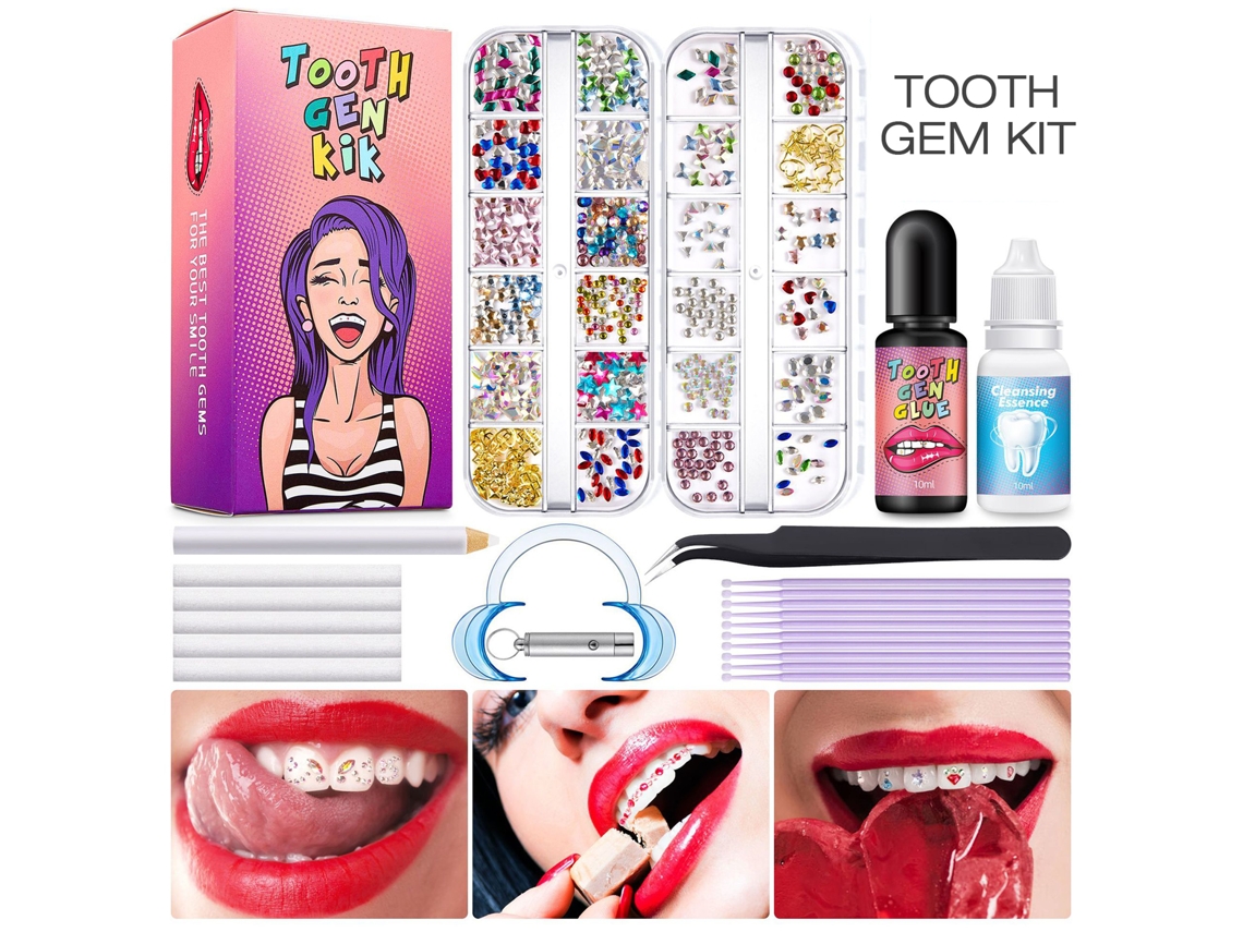 Kit De Gemas Dentales Para Hacer Tú Mismo Con Adhesivo Y Herramientas Para Decoración Dental.