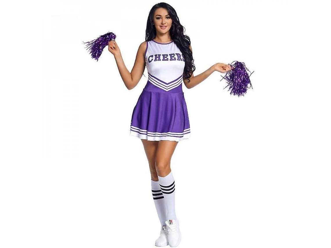 Rebe-traje Pom-pom Menina Para Meninas Com Festa Musical De Escola Feminina Halloween Disfarce Fancy Dr Jec Xl Roxo