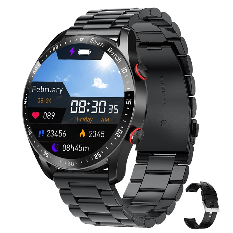 Reloj Inteligente Bluetooth Con Ecg Y Fotopletismografía (correa De Acero Negro)