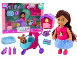 Muñeca con cachorros, accesorios para la perrera, cachorro rosa, 16 piezas. B. activo