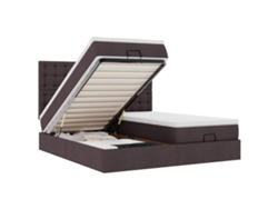 Maison Exclusive - Estructura Cama Otomana Colchones Tela Marrón Oscuro 160x200 Cm