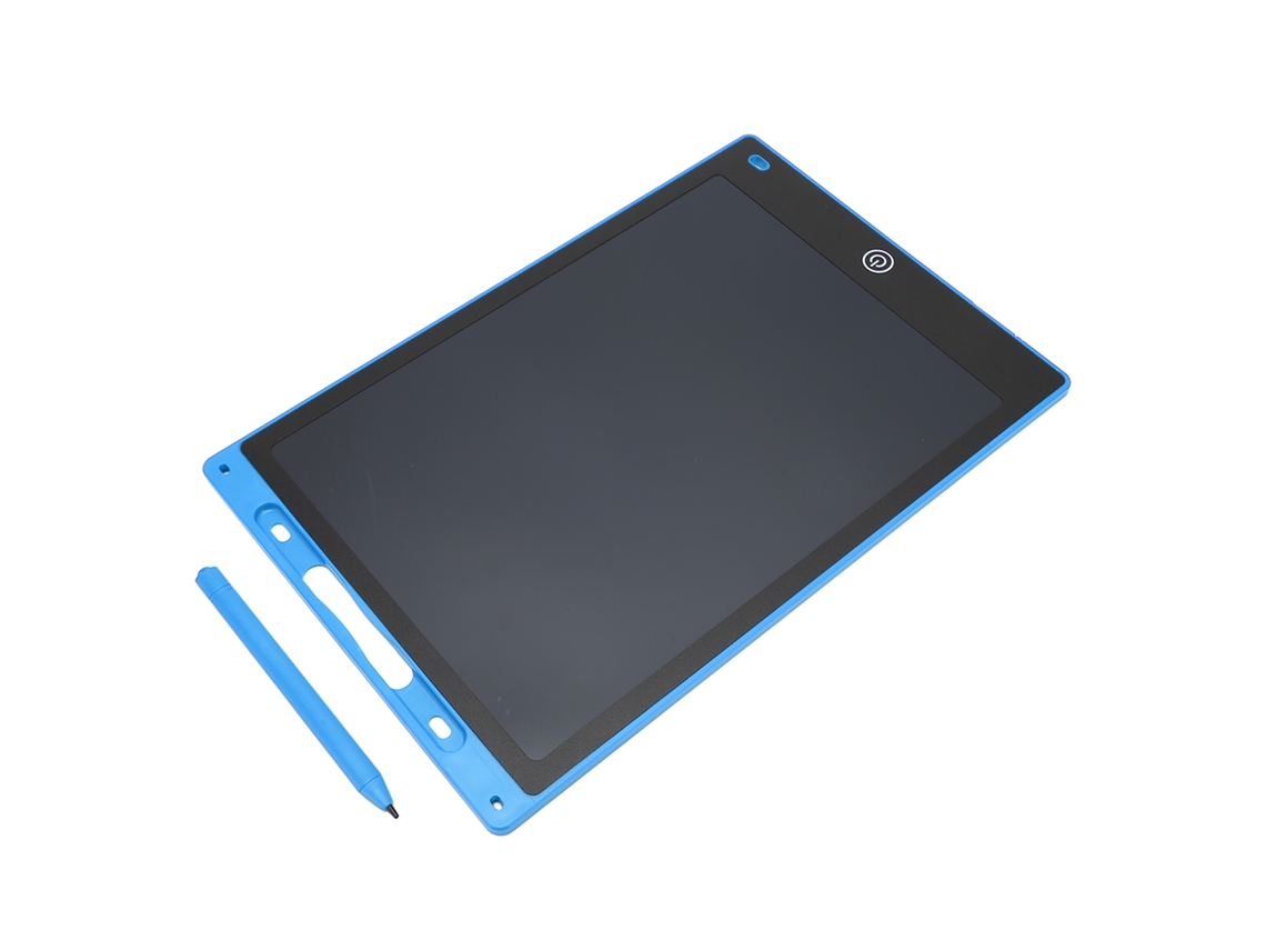 Tableta de escritura LCD de 12 pulgadas para niños, pantalla a color sensible a la presión, luz azul oscuro y dorada.