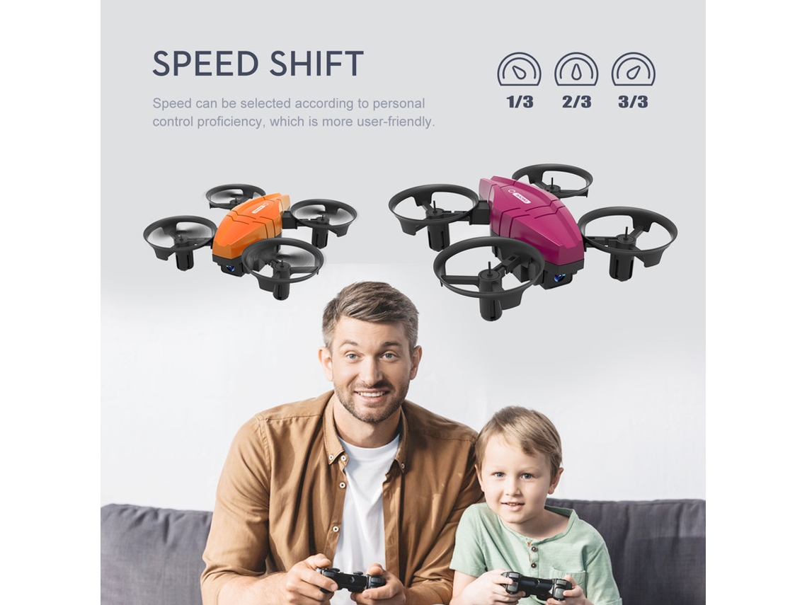 Mini dron con control remoto GT1 para niños (Duración de la batería: 8 min - 2 baterías - Púrpura) YIZHOOD