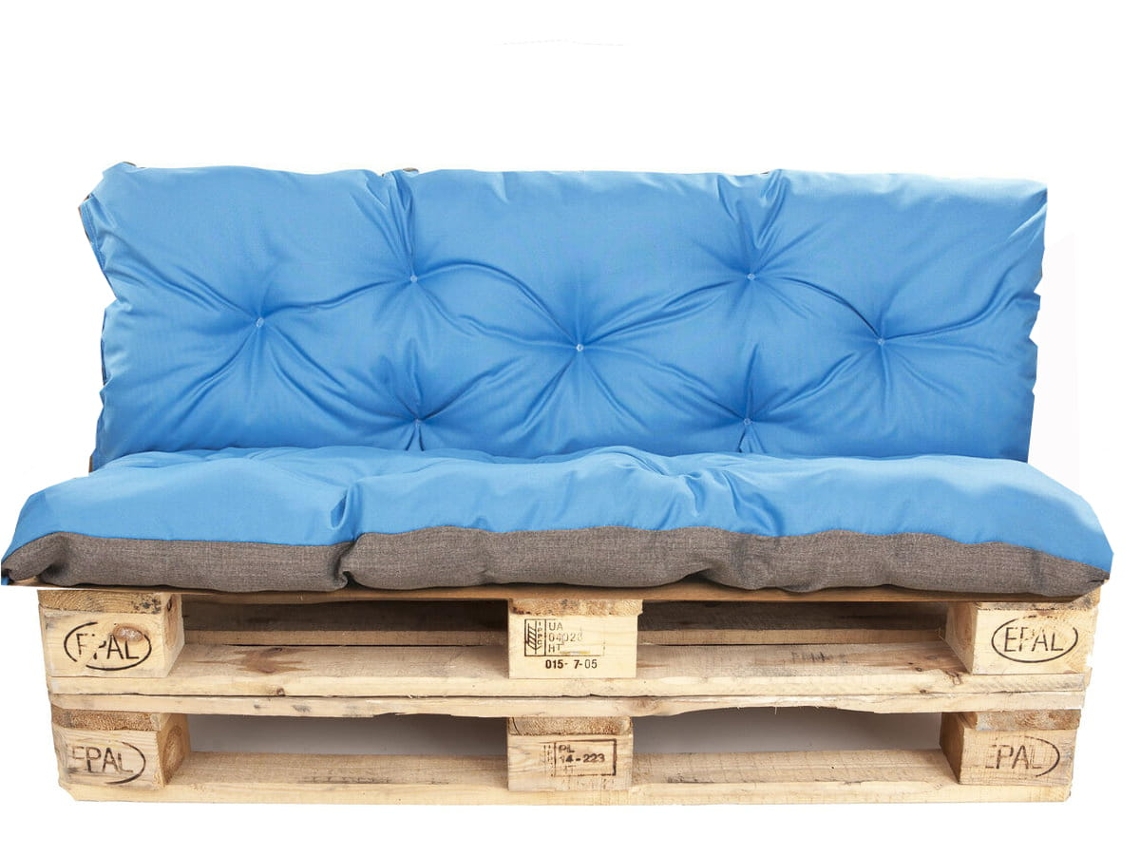 Set Cojines de palet Asiento 120 x 50 y Respaldo 120 x 50 cm Azul cojines sofá - cojín para palet interior - exterior SETGARDEN
