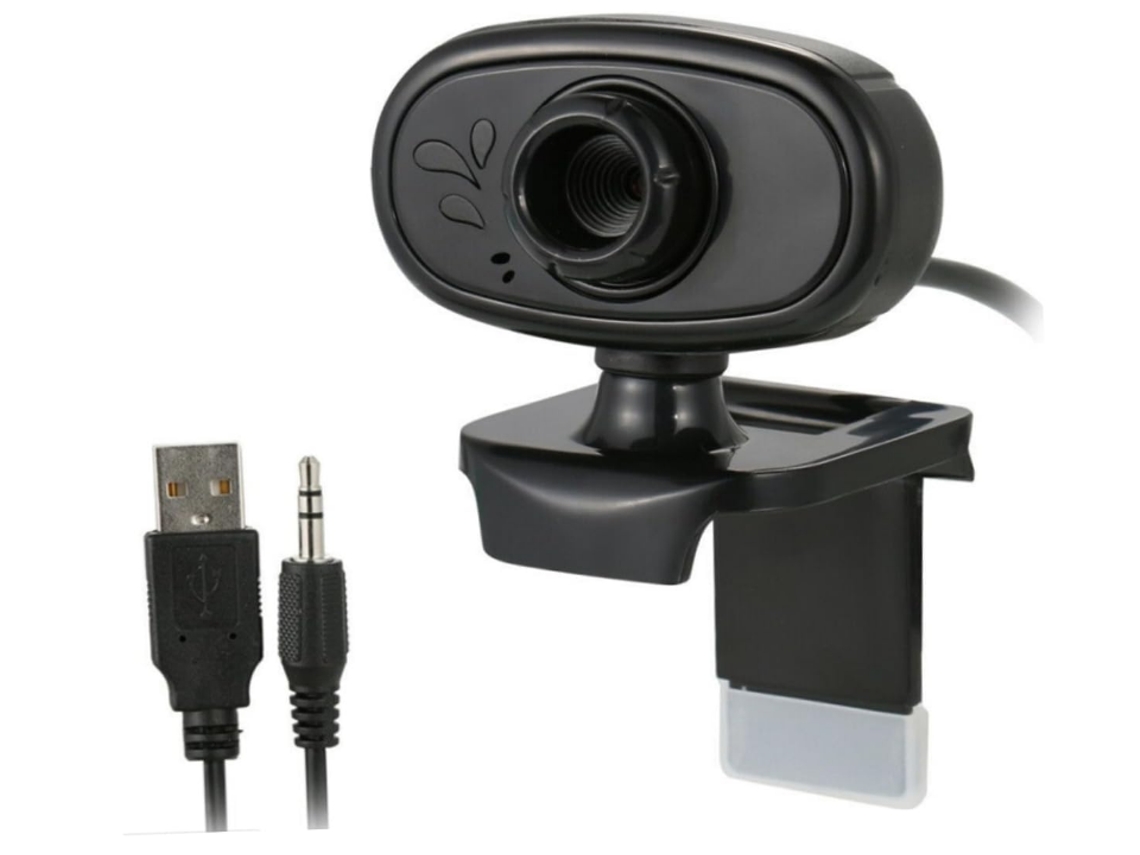 Cámara web para computadora con micrófono, 480p, con clip, USB 2.0, color negro, Yizhood (negro)