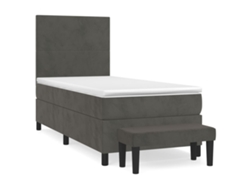 Maison Exclusive - Cama Box Spring Con Colchón Terciopelo Gris Oscuro 90x200 Cm
