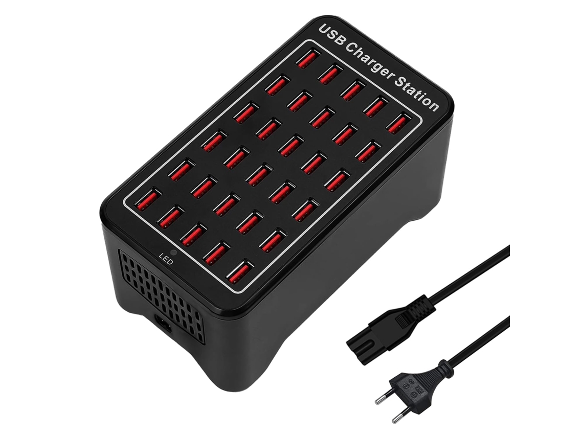 Estação De Carga Usb 150w Com 30 Portas, Hub Inteligente 30 Em 1. Compatível Com Celulares, Ipad, Tablets E Demais Aparelhos Eletrônicos.