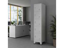 Casillero Metálico Joroinen con Portaetiquetas y 5 puertas con cerradura 180 x 38 x 45 cm Acero - Gris [en.casa]