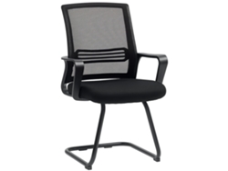 Cadeira Ergonômica, Tecido De Malha, Espuma, Pés De Metal, Base Em Formato De Trenó, Preta