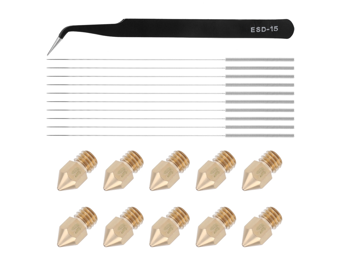Kit De Limpeza De Bicos 0.4mm Com Pinça Em Aço Inoxidável Para Impressora 3d Mk8 Acessório