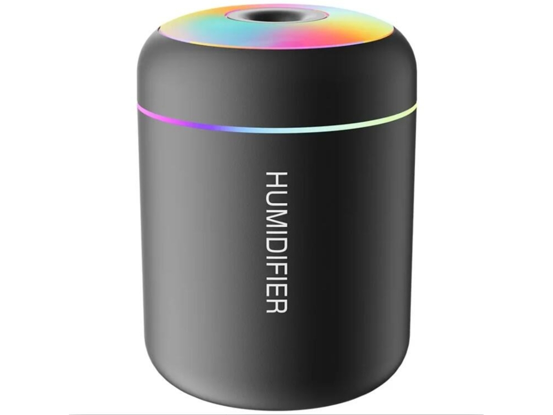 Minihumidificador Usb De 180 Ml, Difusor De Aceites Esenciales De Aromaterapia, Luz Led De Colores (negro)