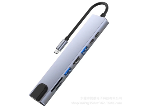 Usb C Hub 8 en 1 Adaptador Usb C Hub Hdmi Ethernet 3 X Usb 3.0 Lector De Tarjetas Sd/Tarjeta Micro Sd Gris