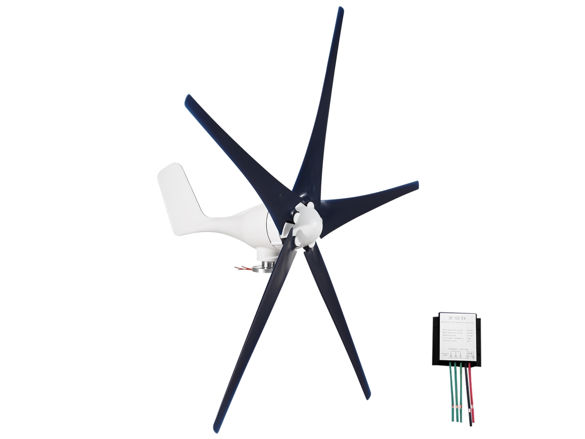 Kit de aerogenerador de 400 W y 12 V con controlador de carga híbrido de 5/6 palas y velocidad de arranque de 2,0 m/s. Generador de energía eólica para uso doméstico.