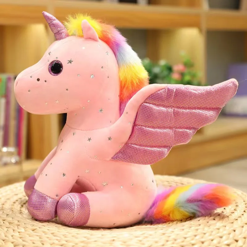 (rosa 14cm) Lindo Peluche De Unicornio Ángel, Almohada, Decoración Del Hogar