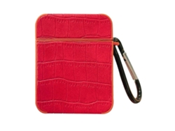 Estuche cuadrado de cuero para auriculares con estampado de cocodrilo GIECY