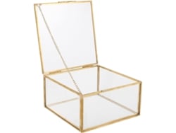 Caja de joyería de cristal transparente, 15x15x7,5 cm, con tapa.