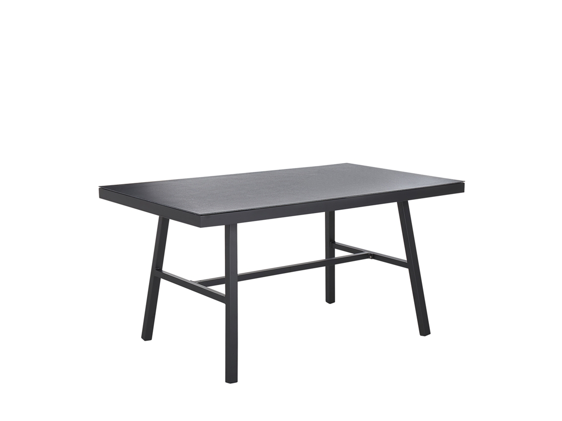 Mesa De Refeição De Jardim Canetto 150 Cm 90 Cm Vidro Preto