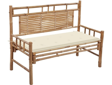 Banco de jardín VIDAXL Crema Bambú (120x55x90 cm)
