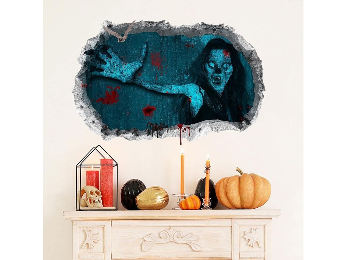 2026-calcomanías De Halloween 3d Fantasma Ventana Bruja Ciega Mano Araña Murciélago Sangre Vinilo Adhesivo