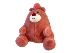 Urso de pelúcia Bj sentado na cor morango macio, 35 cm, brinquedo decorativo, animal carinhoso