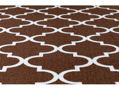 Alfombra de Pasillo con Refuerzo de Goma Enrejado Trébol Marroquí Marrón Trellis 30351 (57 x 1300 cm)