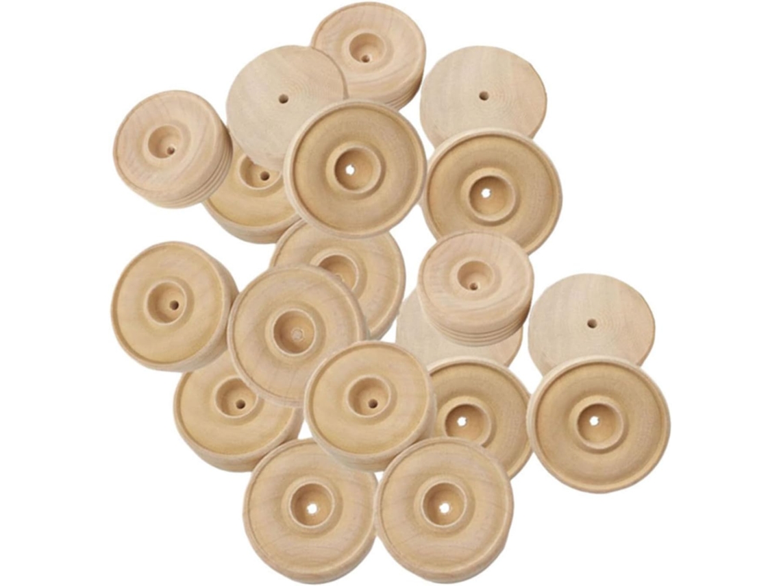 Juego De 30 Piezas De Ruedas De Madera Natural Para Manualidades, Juguetes Y Proyectos Hechos A Mano.