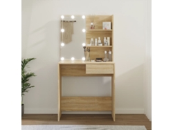 Tocador  Mesa de maquillaje con LED 74,5 x 40 x 141 cm, derivados de madera de roble Sonoma Wsd365151
