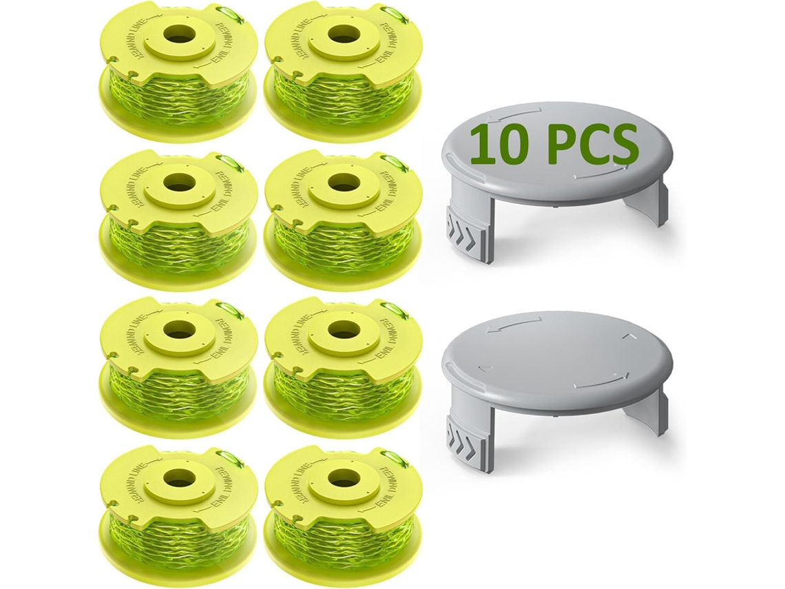 Paquete De 8 Carretes De Hilo Con 2 Tapas Para Desbrozadora Ryobi Ac80rl3/ac14hca Henten Home
