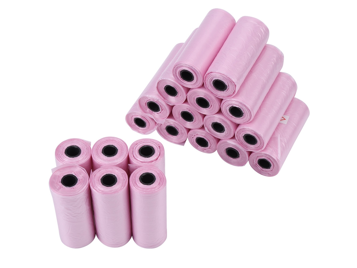 20 rollos de bolsas rosas para desechos de perros y gatos