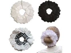 Tres juegos de pinzas suaves para el cabello para mujer: pinzas de encaje blanco (con estampado cuadrado blanco, negro y blanco).