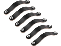 8 Mango De Cuero Negro 128mm Para Armarios Cajones Muebles, Manijas De Cuero Duraderas Y Fáciles De Instalar