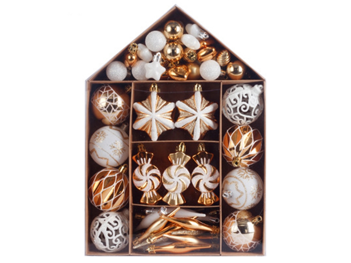Conjunto de Enfeites de Bola de Natal de 73 Peças Decoração de Natal para Árvore Pacote de Bola de Natal Pintada Platina