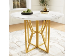 Mesa De Comedor Redonda (80 X 80 X 76 Cm), Ligera Y Lujosa, Para 4 A 6 Personas, Ideal Para Comedores Y Salones.