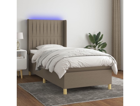 MAISON EXCLUSIVE Colchón con somier/Led 90x200 cm Tejido gris-marrón