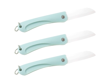 3PCS Cuchillo plegable de cerámica Práctico cuchillo de fruta - azul