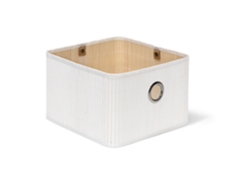 Relaxdays Caja De Almacenaje, Funda Textil, Bambú, Rectangular, Accesorio Decorativo, 20x31x31 Cm, Blanco