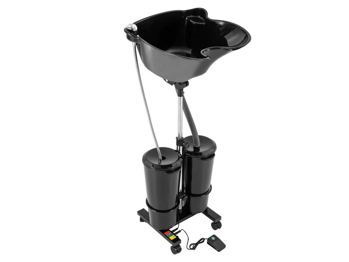 Lavacabezas portátil, diseño de doble cubeta, altura ajustable, bomba eléctrica incluida, color negro OEM