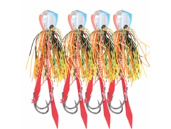 Danu26-4pcs 65g Señuelos Artificiales Con Faldas De Silicona Y Anzuelo Accesorio De Pesca (cabeza Azul Naranja)