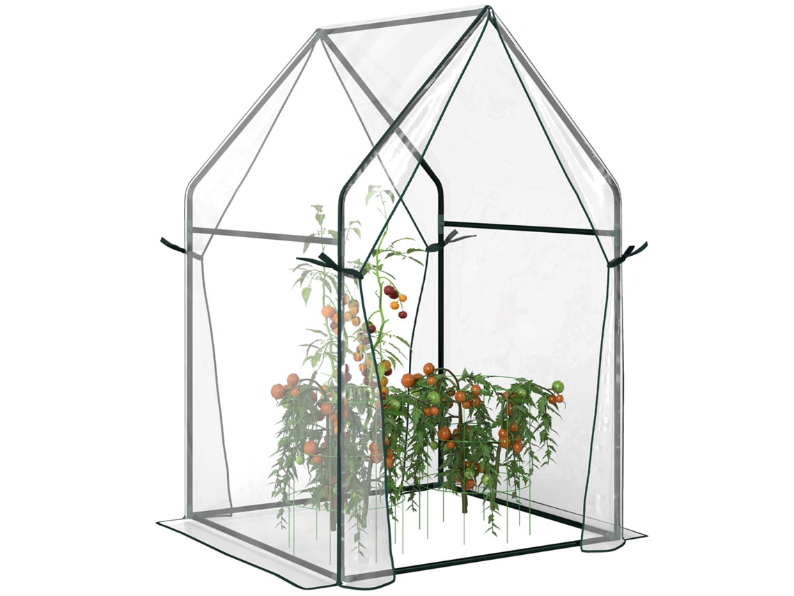 Mini Invernadero Jardín 2 Puertas Enrollables Pe 90x90x145 Cm Transparente