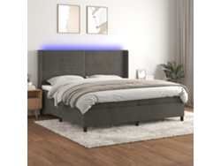 Cama Box Spring Colchón Y Led Terciopelo Gris Oscuro 200x200 Cm