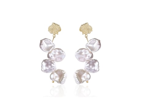 Pendientes oro/perla blanca AILORIA Satu (Blanco - 4.5 x 1.6 x 0.2 cm)