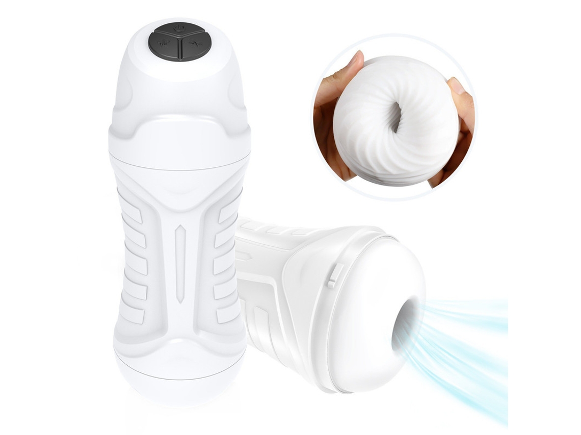 Masturbador automático para hombres, taza de masturbación vibratoria de succión (blanco) YIZHOOD