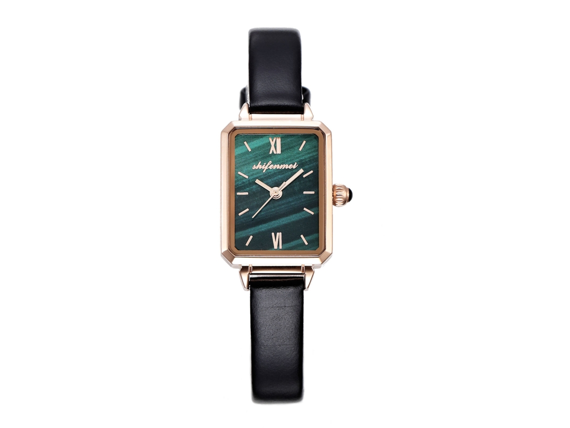Conjunto De Reloj Y Pulsera De Acero Inoxidable Para Mujer Con Esfera Verde, Estilo Retro.