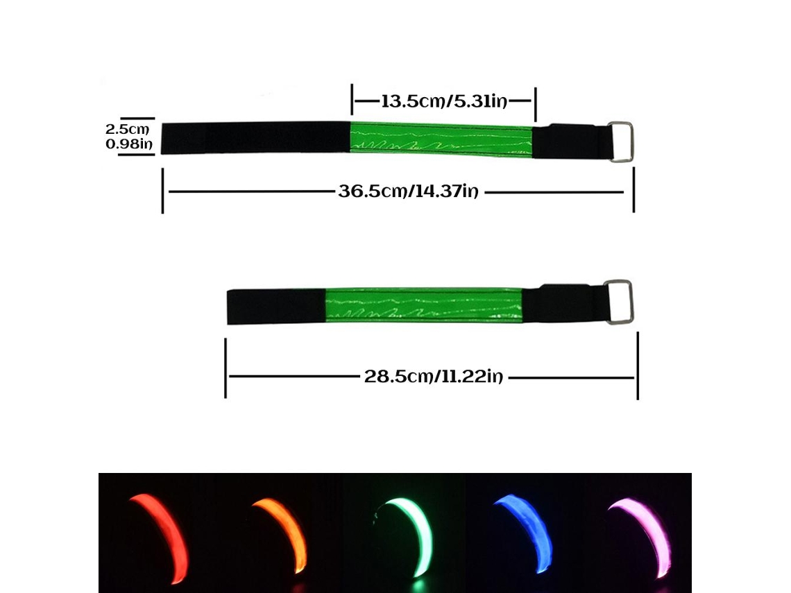 2 Pcs Pulseira Led Recarregável Usb Bandas Reflectivas Ajustáveis Luz Para Corrida Ciclismo Esportes Ao Ar Livre