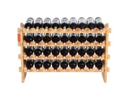 Botellero apilable Succebuy de 4 niveles para 36 botellas, de madera de bambú natural