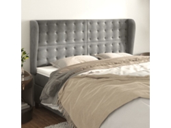 Cabecero Con Orejas De Terciopelo Gris Claro 163x23x118/128 Cm