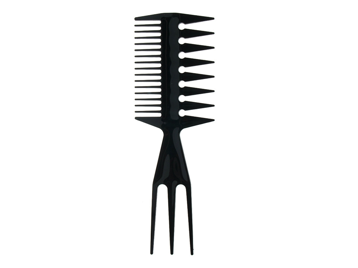 Peine Rizador Antiestático 3 En 1 De Doble Cara Con Dientes Grandes (negro) Para Mujer